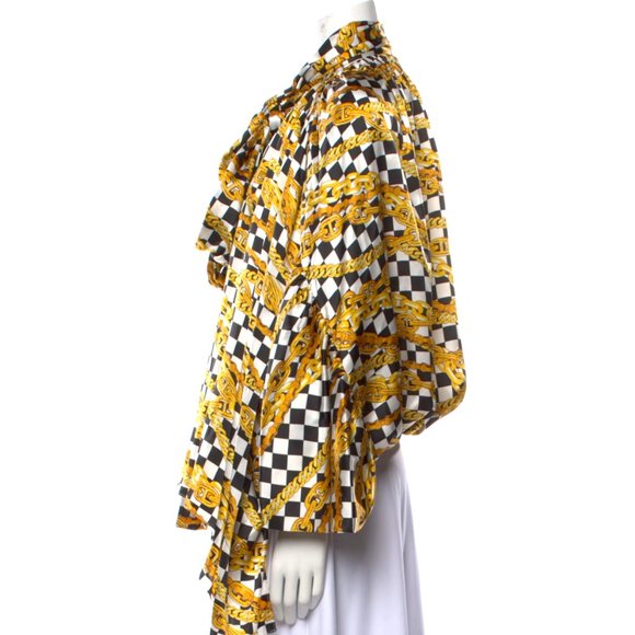 BALENCIAGA Gold Chains Printed Silk Blouse - Picture 7 of 13